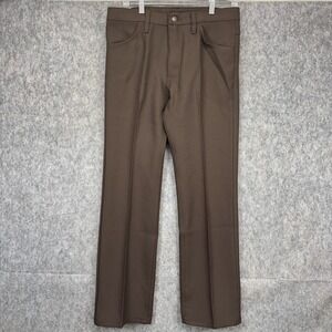 Vintage Wrangler Wrancher Boot Cut Pants Brown Men's 32x30 Polyester Stretch New